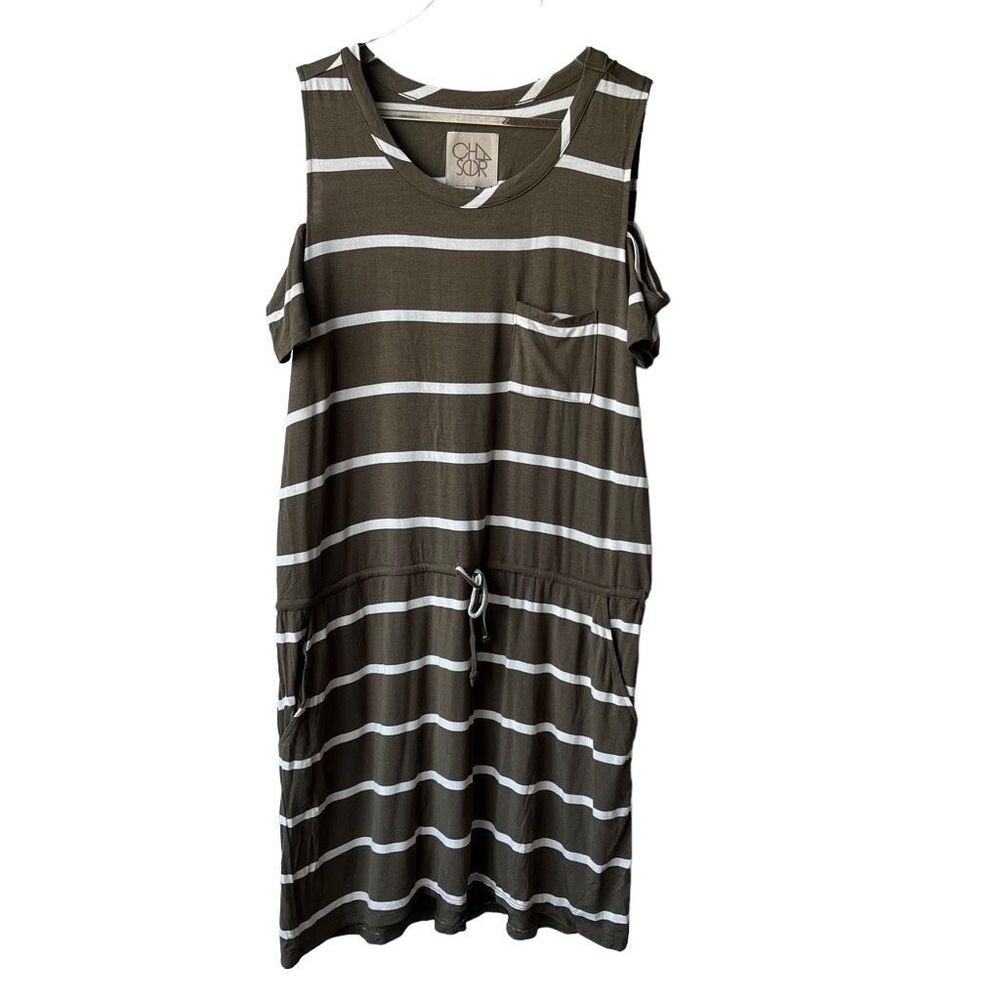 Chaser NWT Revolve Striped Cold Shoulder mini dress medium‎